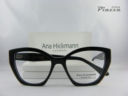 occhiali da vista neri con dettaglio oro cat eye ana hickmann ah6621