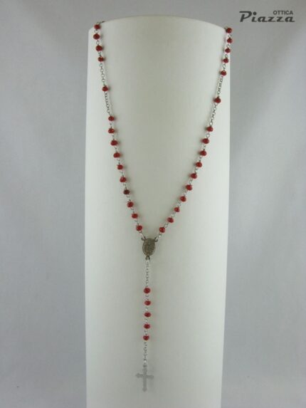 Collana Rosario argento e cristalli rosso
