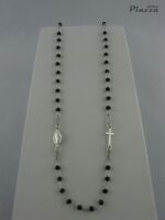 Collana Rosario argento e cristalli neri con croce a lato
