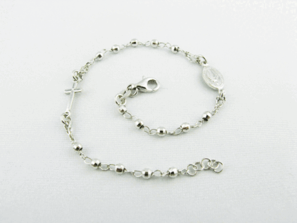 Rosario a bracciale in argento Rosa Bianca