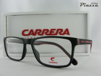 Occhiali da vista Carrera 8885 BLX nero opaco e rossi