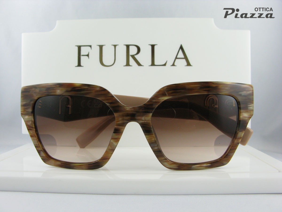 occhiali da sole furla sfu811 06yh marroni striati